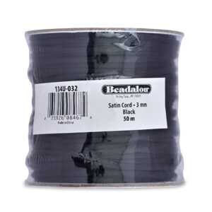 Satin Cord, 3 mm / 0.12 in, Black, 50 m / 164 ft