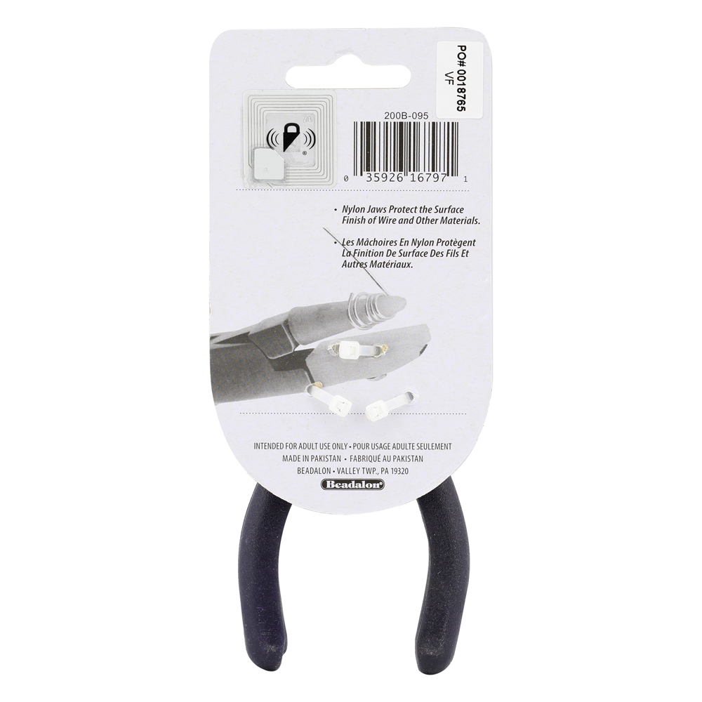 Designer Series Nylon Jaw Pliers, Flat/Round Nose, Dark Blue Vinyl-Free Grips, Stnles Stl, Rnd Taper 0.09 - 0.27in/2.2 -7mm, Flat 0.32 x 0.79in/8.1 x 20.1mm, 5.25in/13.3cm - Image 4