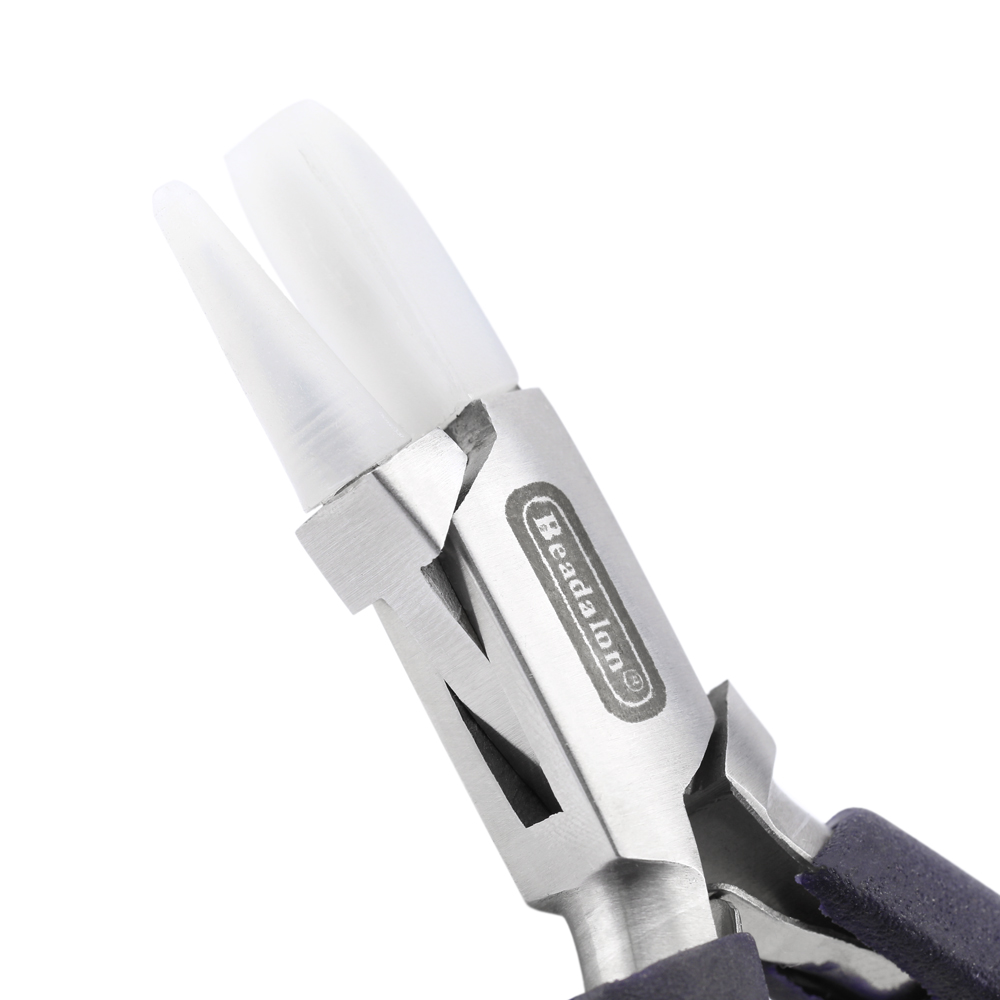 Designer Series Nylon Jaw Pliers, Flat/Round Nose, Dark Blue Vinyl-Free Grips, Stnles Stl, Rnd Taper 0.09 - 0.27in/2.2 -7mm, Flat 0.32 x 0.79in/8.1 x 20.1mm, 5.25in/13.3cm - Image 2