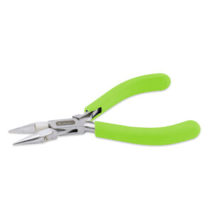 Professional Series Nylon Inner Jaw Chain Nose Pliers, Lime Green Vinyl-Free Grips, Stainless Steel, Box Joint, Double Leaf Springs, 5.75 in / 14.6 cm