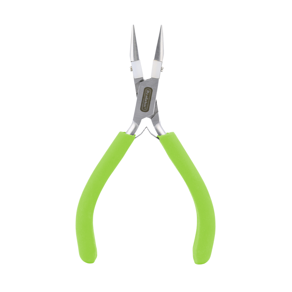Professional Series Nylon Inner Jaw Chain Nose Pliers, Lime Green Vinyl-Free Grips, Stainless Steel, Box Joint, Double Leaf Springs, 5.75 in / 14.6 cm - Image 6