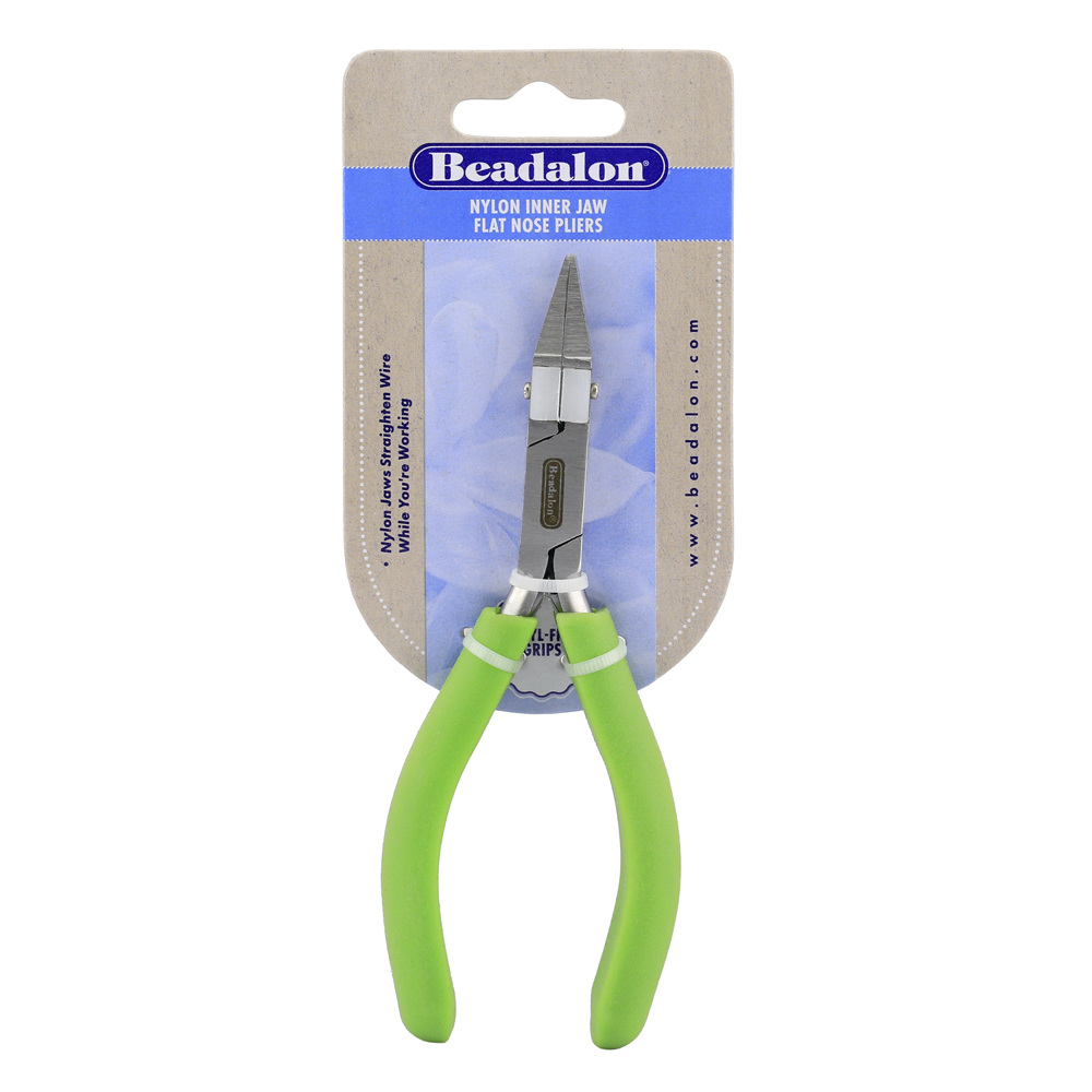 Professional Series Nylon Inner Jaw Flat Nose Pliers, Lime Green Vinyl-Free Grips, Stainless Steel, Box Joint, Double Leaf Springs, 5.75 in / 14.6 cm - Image 3