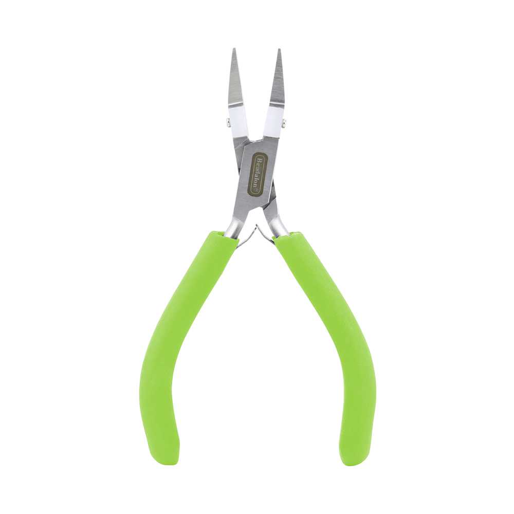 Professional Series Nylon Inner Jaw Flat Nose Pliers, Lime Green Vinyl-Free Grips, Stainless Steel, Box Joint, Double Leaf Springs, 5.75 in / 14.6 cm - Image 5
