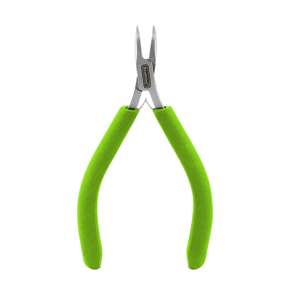 Designer Series Slim Bent Chain Nose Pliers, Lime Green Vinyl-Free Grips, Stainless Steel, Box Joint, Double Leaf Springs, 5.75 in / 14.6 cm - Image 5