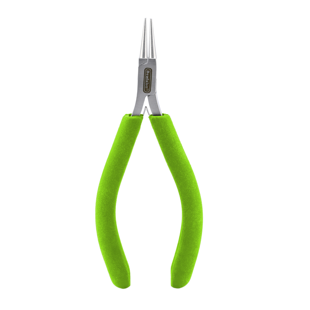 Designer Series Slim Round Nose Pliers, Lime Green Vinyl-Free Grips, Stainless Steel, Box Joint, Double Leaf Springs, 5.75 in / 14.6 cm - Image 3