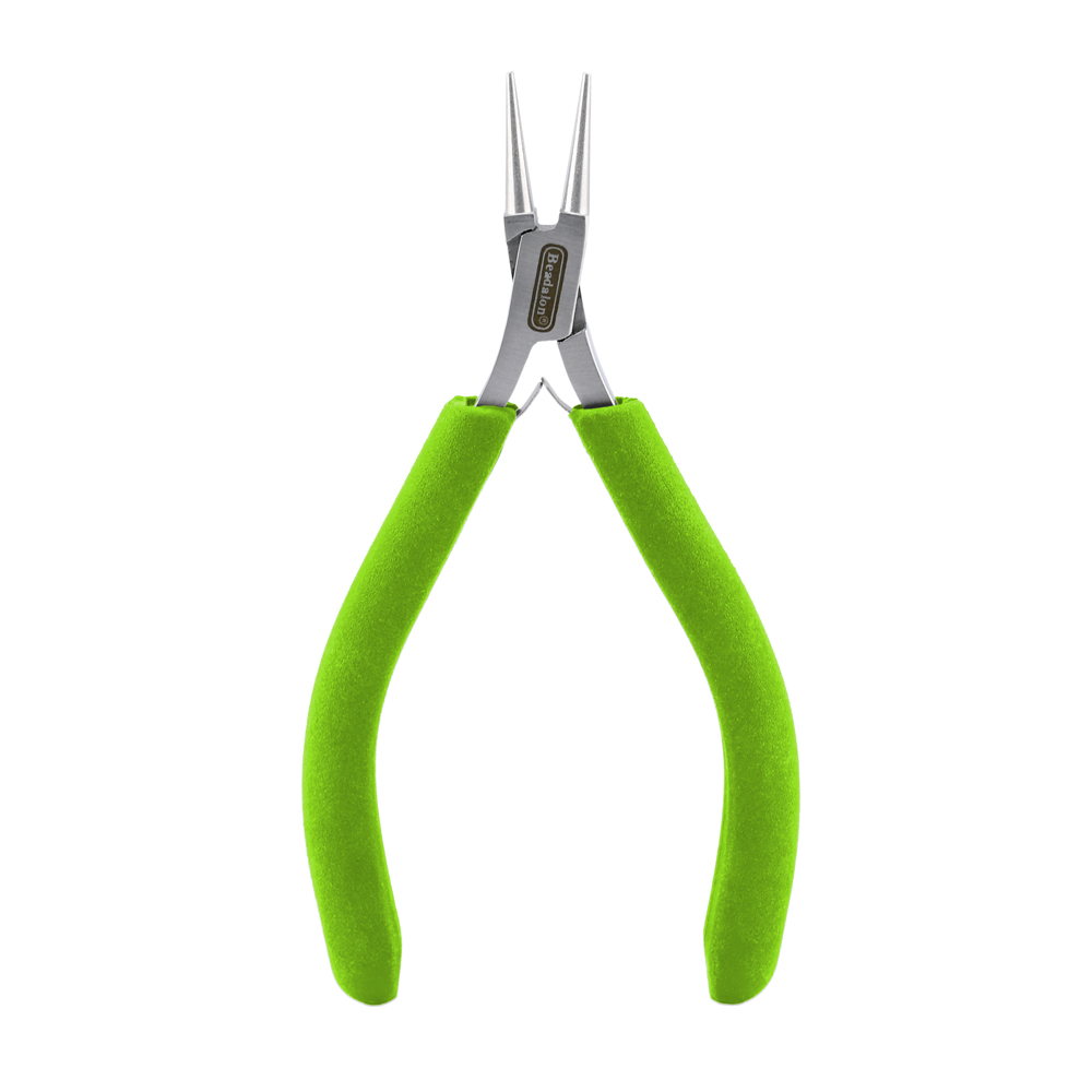 Designer Series Slim Round Nose Pliers, Lime Green Vinyl-Free Grips, Stainless Steel, Box Joint, Double Leaf Springs, 5.75 in / 14.6 cm - Image 4