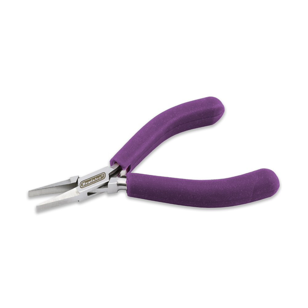 Designer Series Flat Nose Pliers, Purple Vinyl-Free Grips, Stainless Steel, Box Joint, Double Leaf Springs, 4.75 in / 12 cm