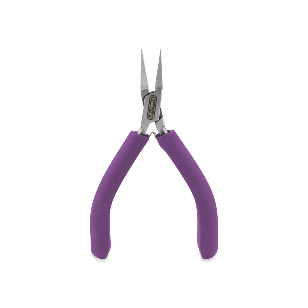 Designer Series Flat Nose Pliers, Purple Vinyl-Free Grips, Stainless Steel, Box Joint, Double Leaf Springs, 4.75 in / 12 cm - Image 2