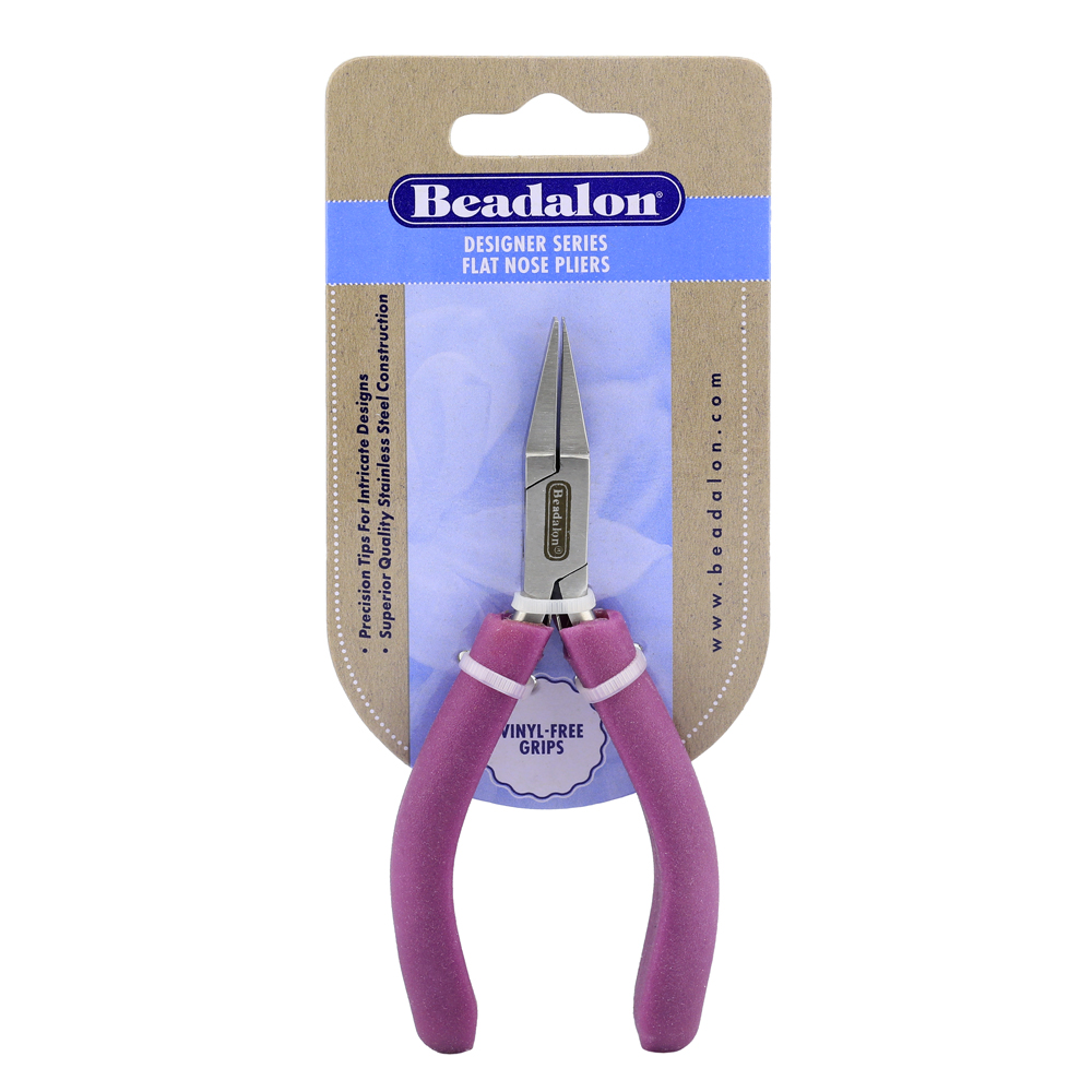 Designer Series Flat Nose Pliers, Purple Vinyl-Free Grips, Stainless Steel, Box Joint, Double Leaf Springs, 4.75 in / 12 cm - Image 3