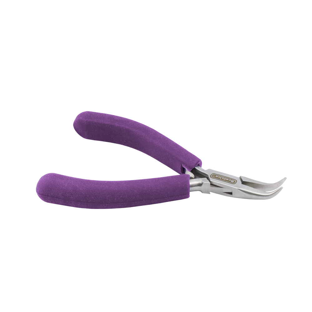 Designer Series Bent Chain Nose Pliers, Purple Vinyl-Free Grips, Stainless Steel, Box Joint, Double Leaf Springs, 4.75 in / 12 cm - Image 3