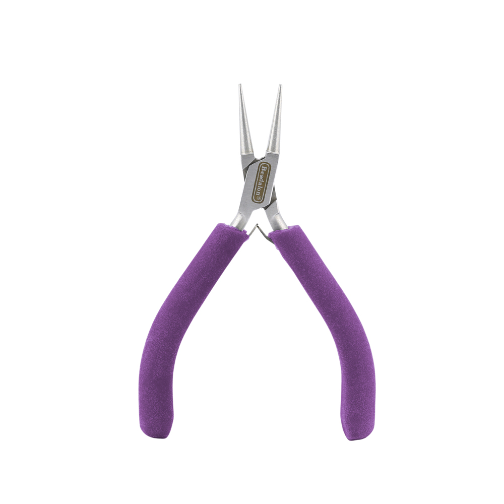 Designer Series Round Nose Pliers, Purple Vinyl-Free Grips, Stainless Steel, Box Joint, Double Leaf Springs, 4.75 in / 12 cm - Image 4