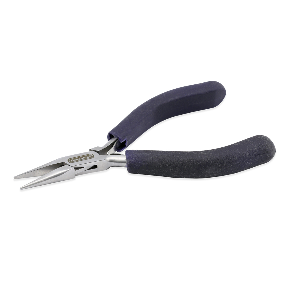 Designer Series Chain Nose Pliers, Dark Blue Vinyl-Free Grips, Stainless Steel, Box Joint, Double Leaf Springs, 4.75 in / 12 cm