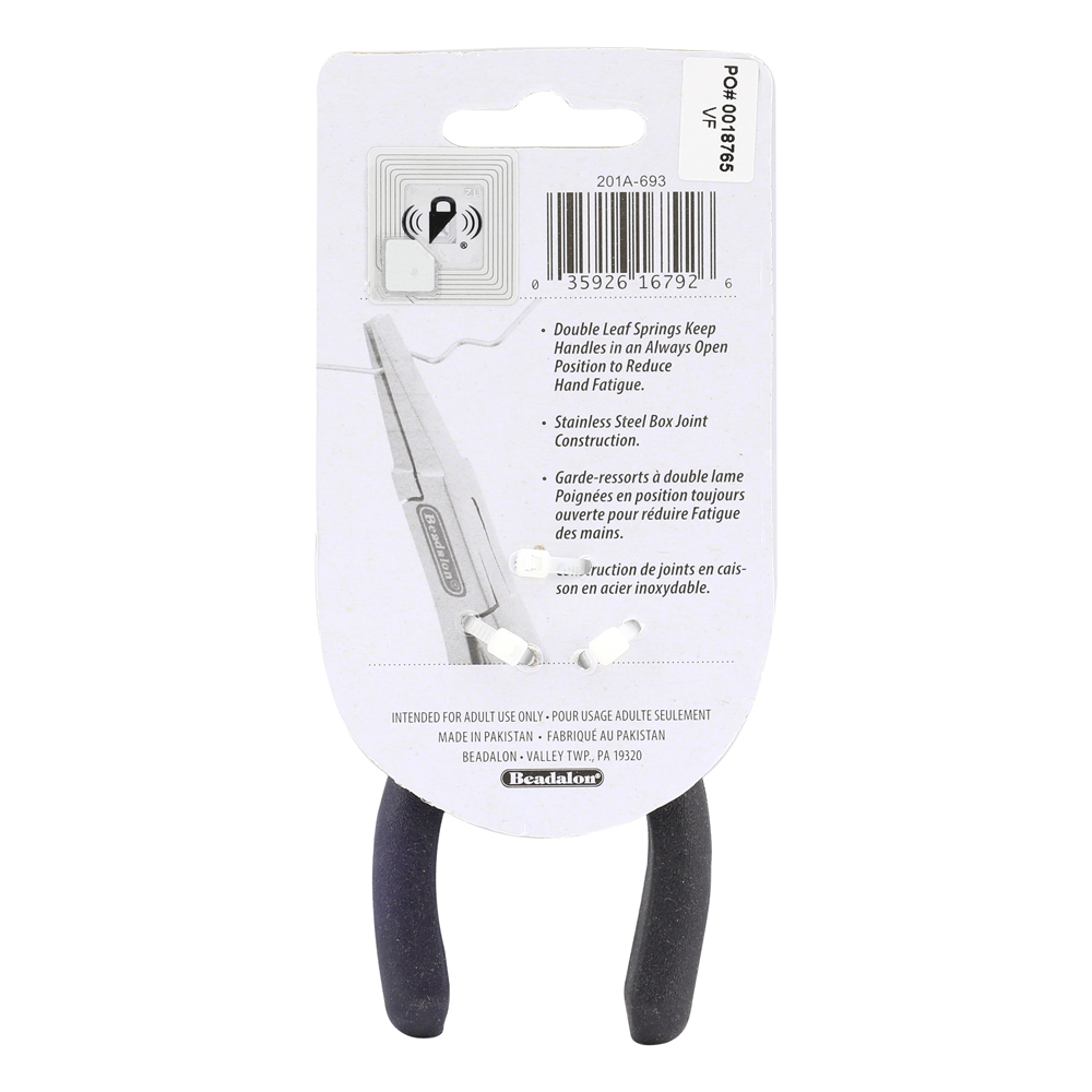 Designer Series Flat Nose Pliers, Dark Blue Vinyl-Free Grips, Stainless Steel, Box Joint, Double Leaf Springs, 4.75 in / 12 cm - Image 4