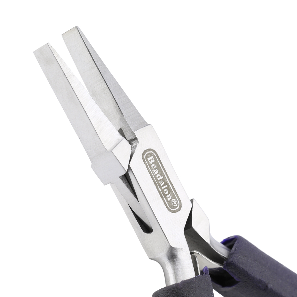 Designer Series Flat Nose Pliers, Dark Blue Vinyl-Free Grips, Stainless Steel, Box Joint, Double Leaf Springs, 4.75 in / 12 cm - Image 2