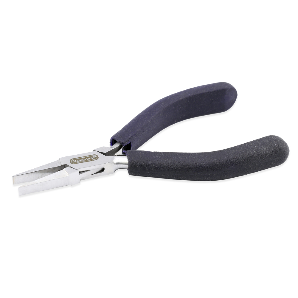 Designer Series Flat Nose Pliers, Dark Blue Vinyl-Free Grips, Stainless Steel, Box Joint, Double Leaf Springs, 4.75 in / 12 cm