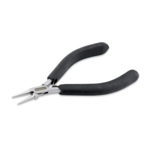 Designer Series Slim Round Nose Pliers, Black Vinyl-Free Grips, Stainless Steel, Box Joint, Double Leaf Springs, 5.75 in / 14.6 cm