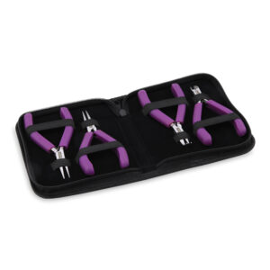 Designer Series Pliers Kit, Purple Vinyl-Free Grips, Chain Nose, Bent Chain Nose, Round Nose, Semi-Flush Cutter, 4.75 in / 12 cm each, 4 pc with Zip Pouch