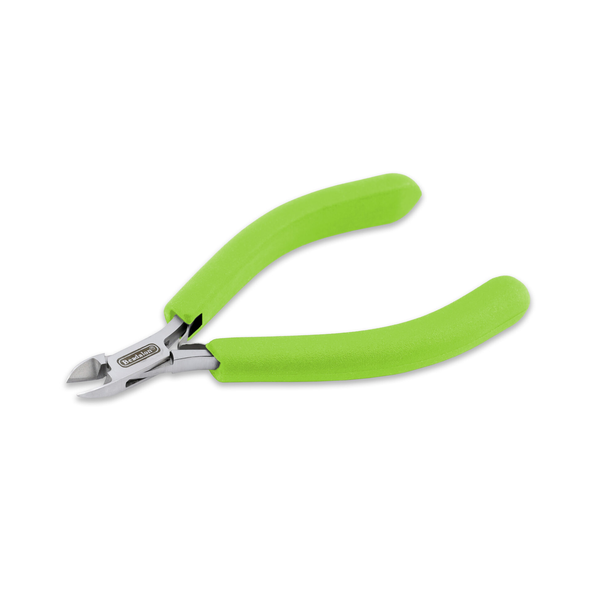 Designer Series Slim Semi-Flush Cutter, Lime Green Vinyl-Free Grips, Stainless Steel, Box Joint, Double Leaf Springs, 5.75 in / 14.6 cm