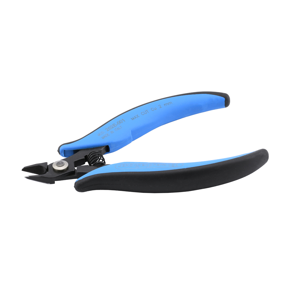 Professional Series Italian Flush Cutter, Blue & Black Vinyl-Free Grips, Single Coil Spring, Rivet Joint, 5.5 in / 14 cm