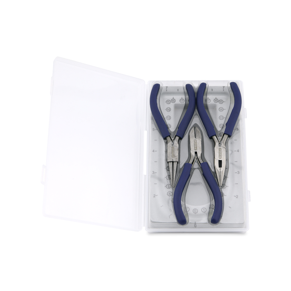 Travel Tool Kit, Chain Nose Pliers, Round Nose Pliers, Cutter and Mini Bead Board, with Plastic Case - Image 2