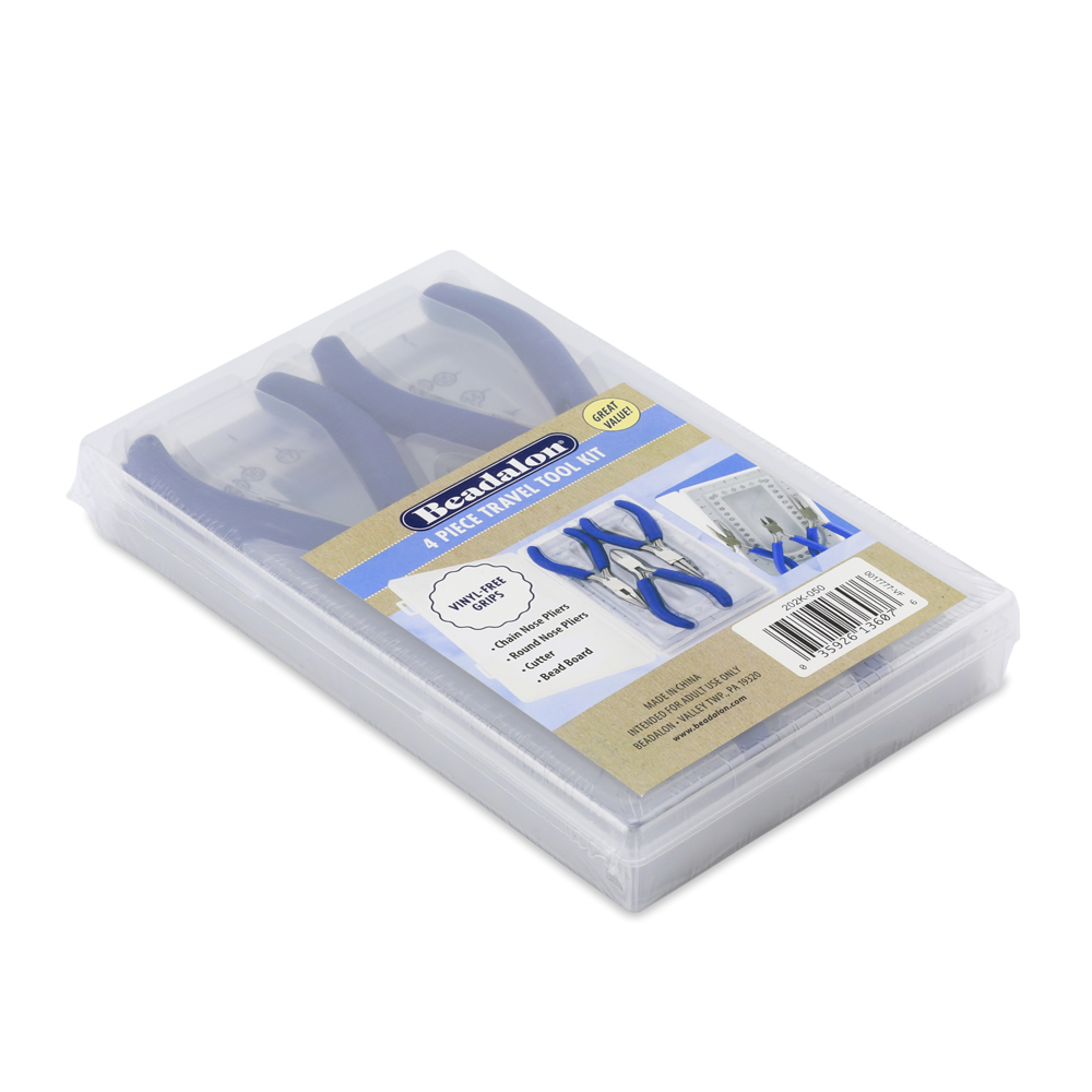Travel Tool Kit, Chain Nose Pliers, Round Nose Pliers, Cutter and Mini Bead Board, with Plastic Case - Image 3