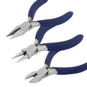 Mini Pliers Tool Kit, Vinyl-Free Grips Chain Nose Pliers, Round Nose Pliers, Cutter, 3 in / 7.6 cm, each, 3 pc