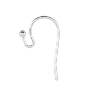 Ear Wires, 1.5 mm / 0.06 in, Ball, Silver Plated, 144 pc