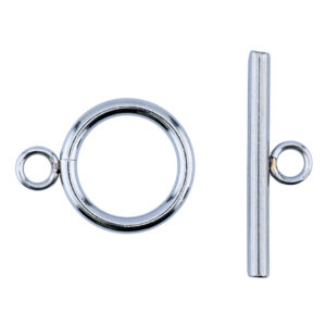 Toggle Clasp, Large, 15 mm / .591 in, Ring, 24.5 mm / .968 in, Bar, Stainless Steel, 1 set