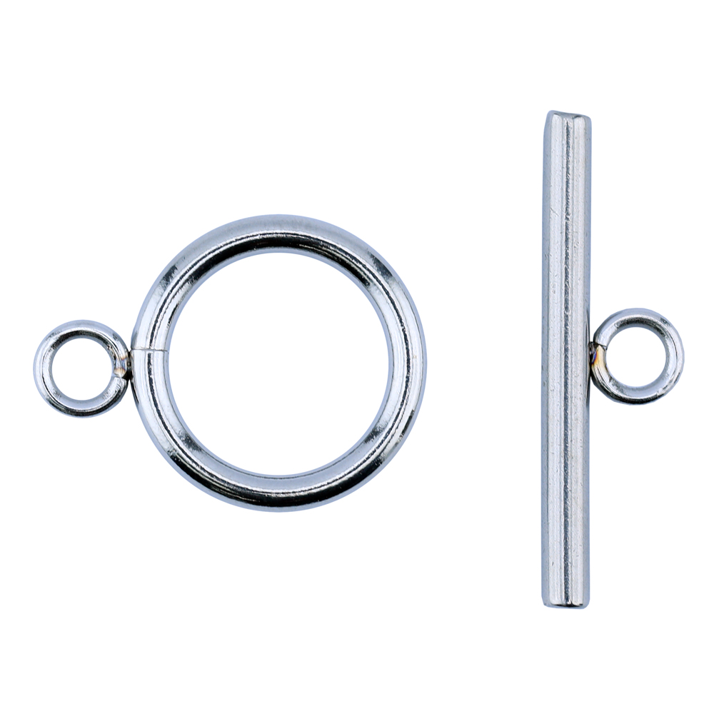 Toggle Clasp, Large, 15 mm / .591 in, Ring, 24.5 mm / .968 in, Bar, Stainless Steel, 1 set