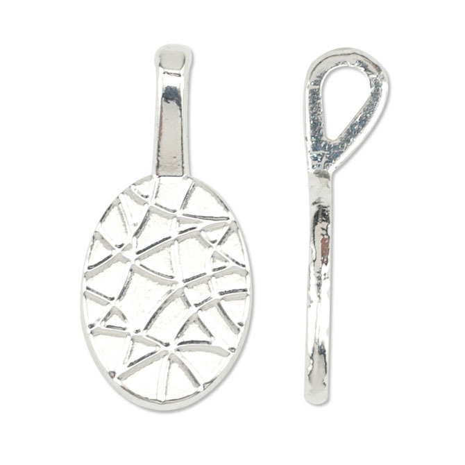 Glue-On Bail, 10x23 mm / .39 x .91 in, Silver Plated, 3 pc