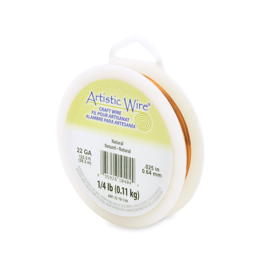 Artistic Wire, 22 Gauge / .64 mm Tarnish Resistant Colored Copper Craft Wire, Natural, 1/4 lb / .11 kg, approx. 124 ft / 37.8 m
