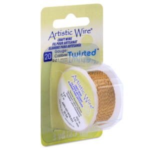 Artistic Wire, 20 Gauge / .81 mm Tarnish Resistant Brass Craft Wire, Round Twist, 3 yd / 2.7 m
