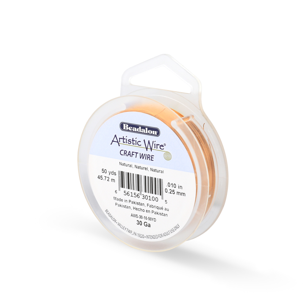Artistic Wire, 30 Gauge / .26 mm Tarnish Resistant Colored Copper Craft Wire, Natural, 50 yd / 45.7 m