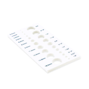 Artistic Wire Acrylic Draw Plate 22 Holes, Diameters: / 16, 14.5, 12.5, 11, 9.5, 8, 6.5, 5.5, 4.5, 4,3 mm - 5/8, 9/16, 1/2, 7/16, 3/8, 5/16, 1/4, 7 in