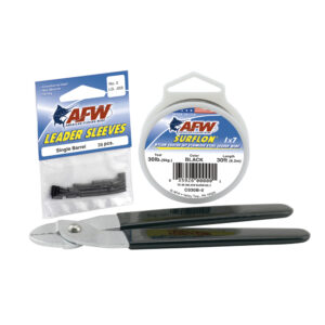 Surflon Nylon Coated 1x7 Stainless Steel Leader Wire, 30 lb / 14 kg test .024 in / 0.61 mm dia Black 30 ft / 9.2 m, Sleeves #3 36 pc Black, Crimp Pliers